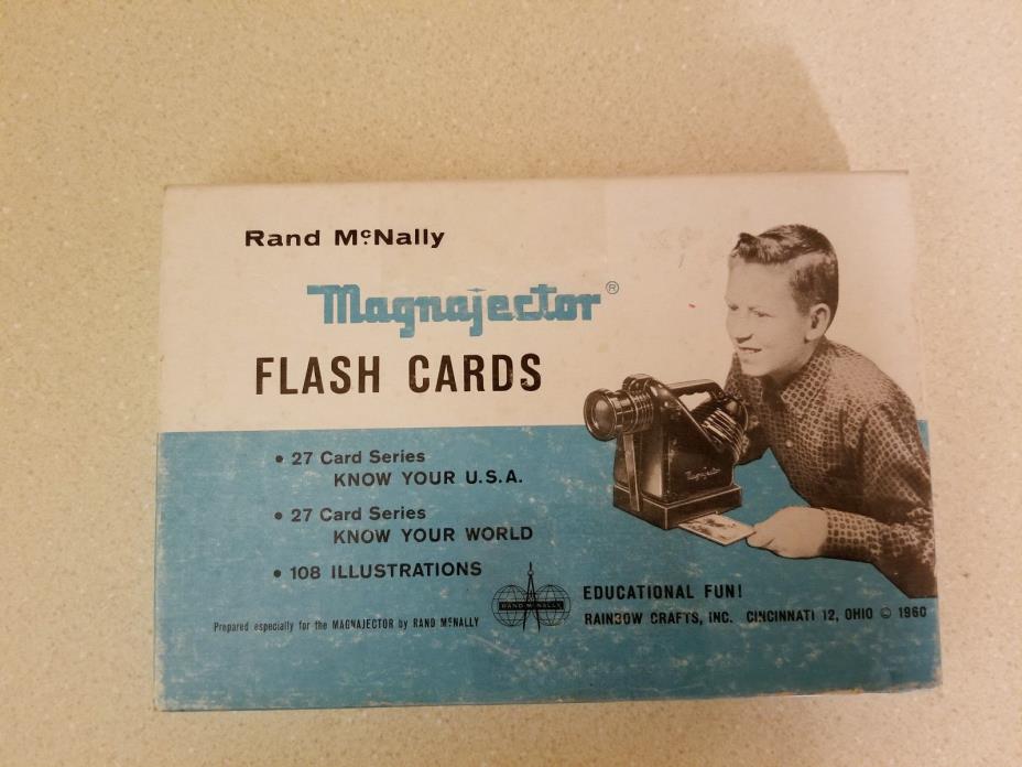 Vintage 1960 Magnajector Flash Cards Rainbow Crafts Rand McNally NOS