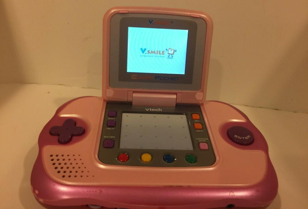 V.Smile Cyber Pocket Game Learning System Pink Tested Working Vtech hand held