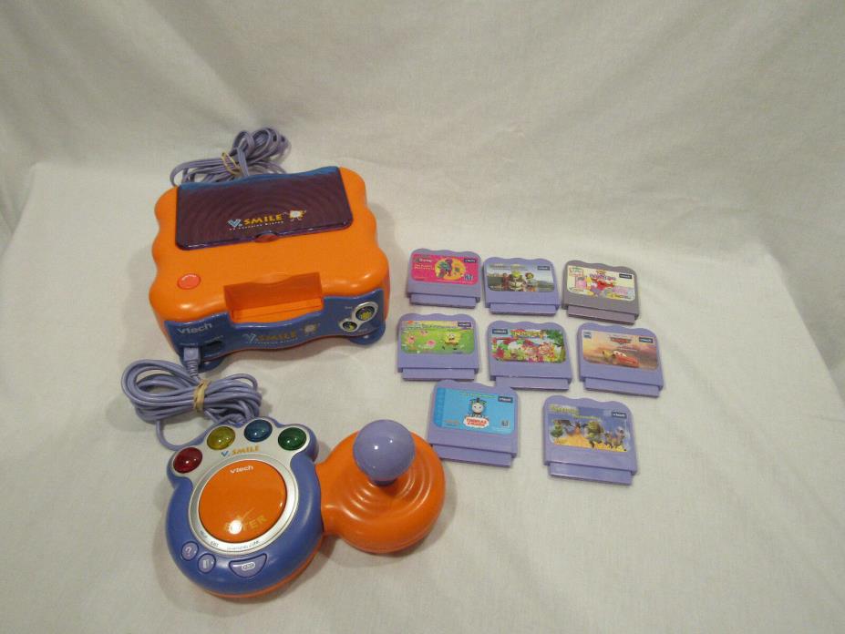 V Tech V Smile TV Learning System Console, 1 Controller, 8 Game Lot!