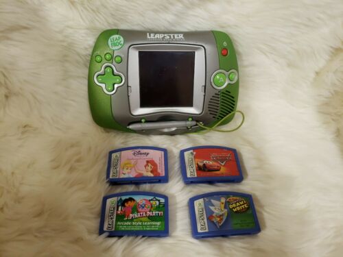 LeapFrog Leapster 2 Learning System Green 4 Games Cars Princess Dora Write/Draw