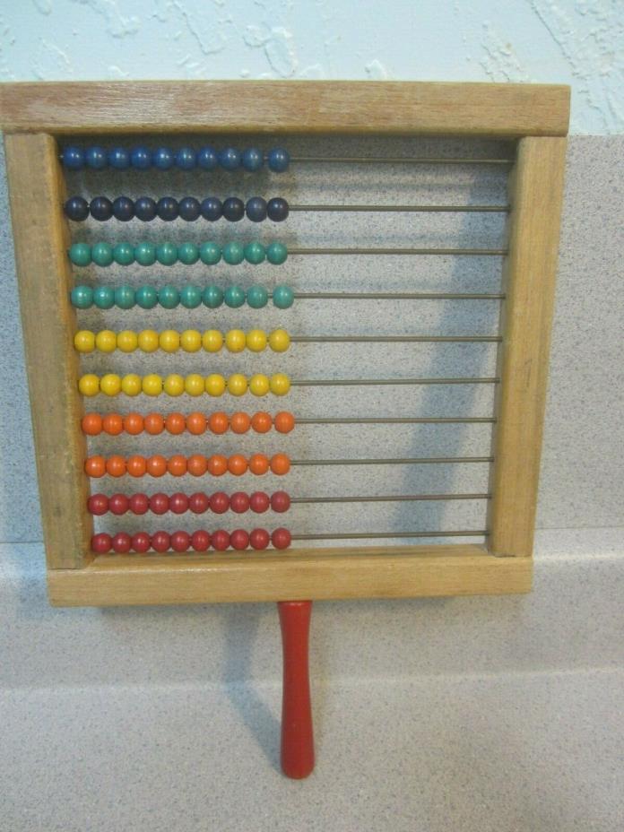 VTG Wooden 10-Row Children's Counting Abacus Educational Frame Math with handle