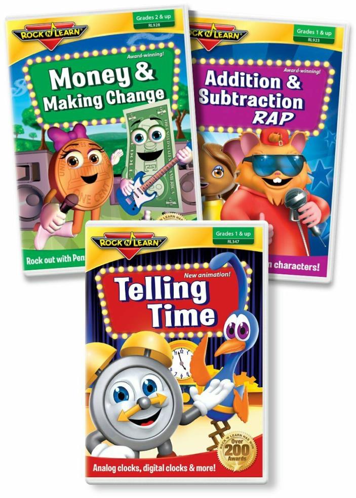 New! Early Math DVD Collection: Addition  Subtraction Rap Telling Time Money