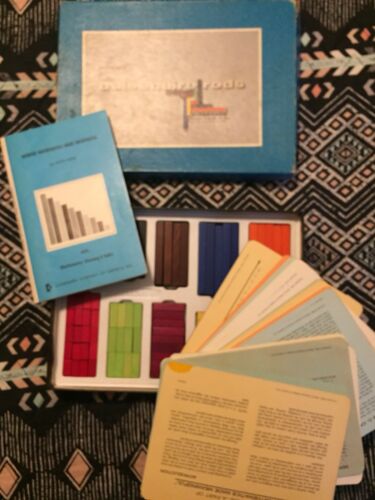 Vintage Stained Wooden Cuisenaire Rods Box Set With Booklet and Activity Cards