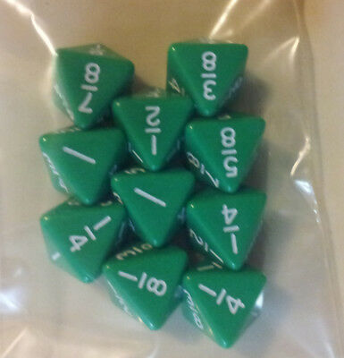 Fraction Dice Green with White Numbers for Math Teachers Classroom