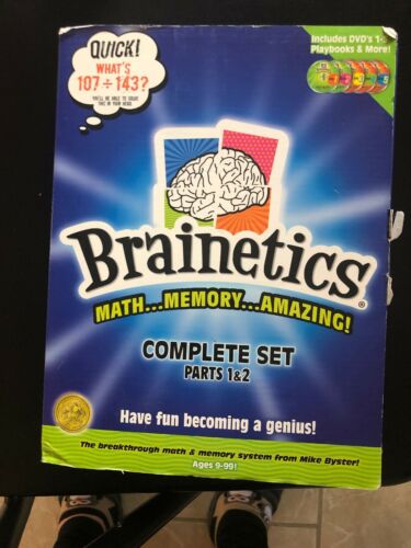 Brainetics Math Memory Set Parts 1 & 2 Complete 5 DVDs Books Home School Aide