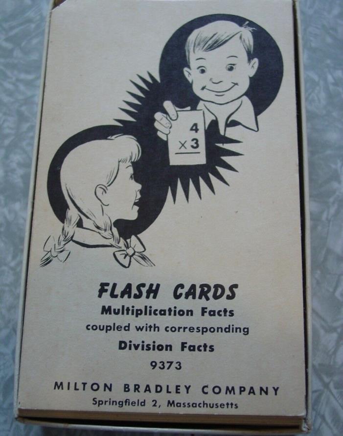 Milton Bradley Flash Cards 1957 Multiply Divide Home School Education Teaching