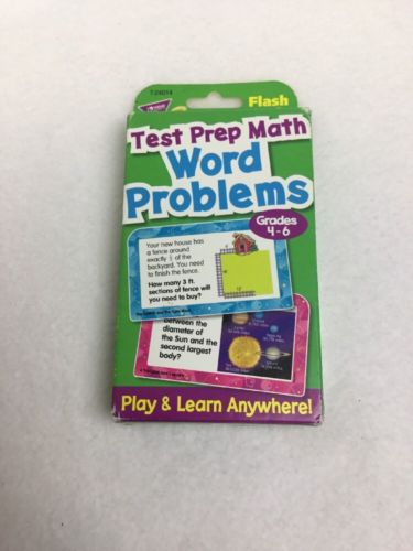 Math Test Prep Word Problems Flash Cards Learning Cards Grade 4-6
