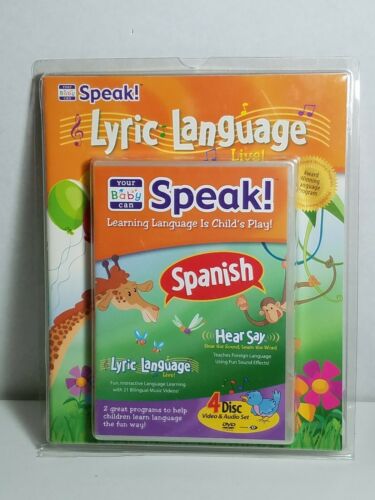 Your Baby Can Speak Spanish! Lyric Language 4 Disc DVD Set Activity Book New