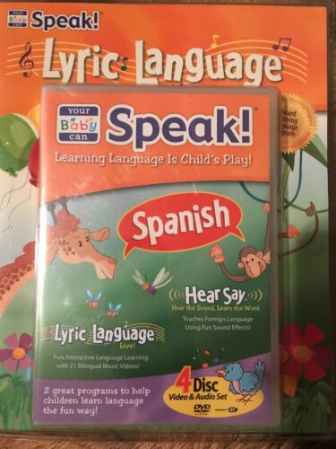 Your Baby Can Speak Spanish Lyric Language 4 Disc DVD Set Activity Book New