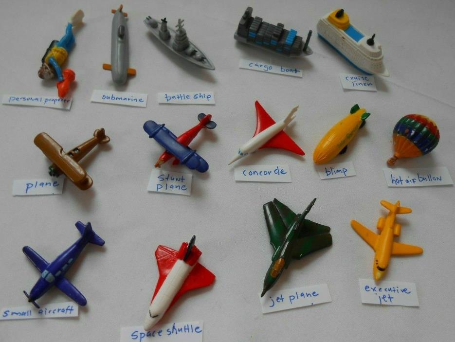 Lot of 14 Assorted Air Sea TRANSPORTATION Toy Figures Ship, Airplanes by Safari