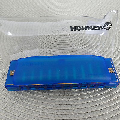 New Hohner Kids Clearly Blue Translucent Harmonica Free Shipping