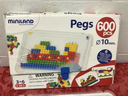 Miniland Educational Peg Board Art Sheets Toy Home School 3-6 Learning Colors
