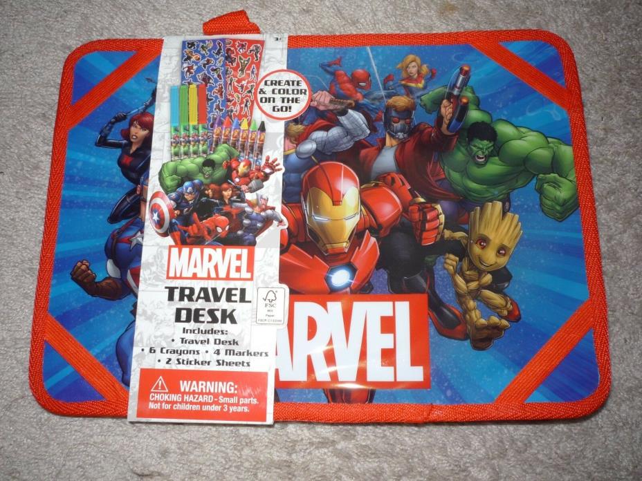 Marvel kids' travel activity desk with crayons, markers, sticker sheets, new
