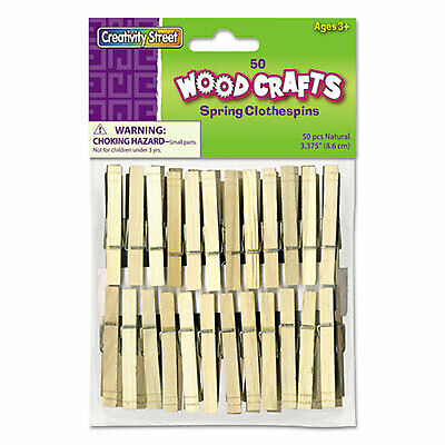 Wood Spring Clothespins, 3 3/8 Length, 50 Clothespins/Pack 3658-01  - 1 Each