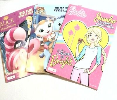 COLORING BOOKS 3 Book Lot SHERIFF CALLIE, Alice In Wonderland, And BARBIE - NEW