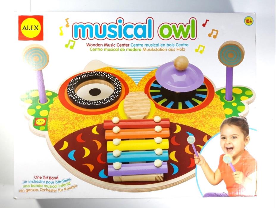 ALEX Toys Musical Owl Wooden Music Center 4 instruments in 1. New in Opened Box