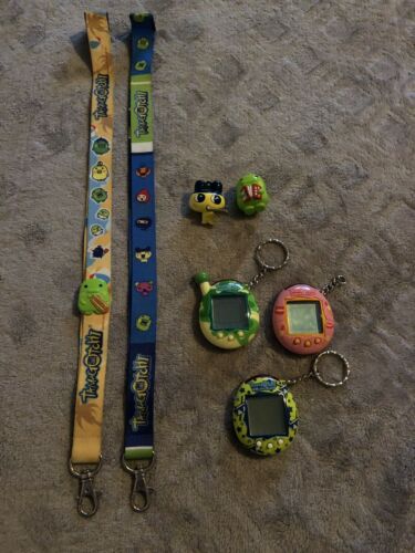 Tamagotchi Lot Of 3 With Lanyards And Charms