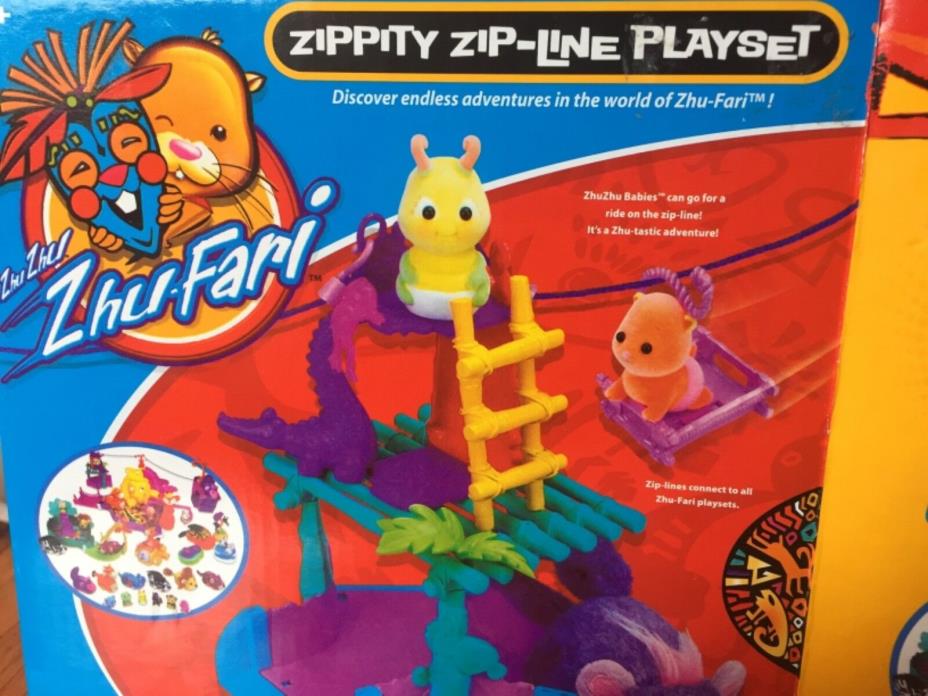 Zhu zhu zhu-Fari zippity zip line playset new nib box