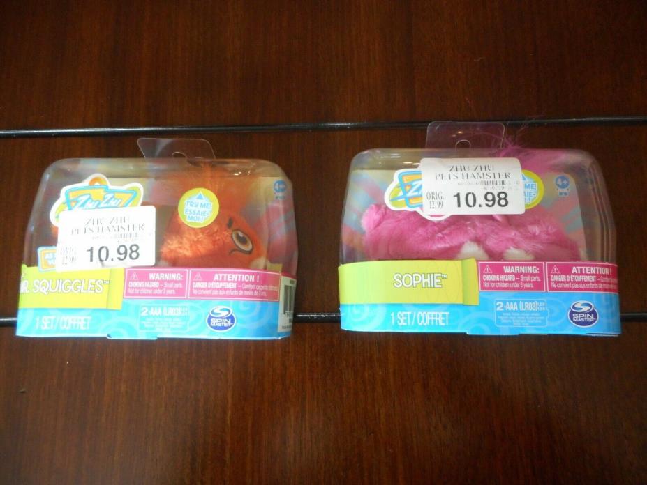 Lot of 2 Zhu Zhu Pets Hamsters, New  in Box.  Mr Squiggles & Sophie