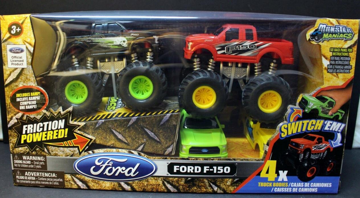 Ford F150 Monster Maniacs Deluxe Set 2 Vehicles Extra Truck Bodies Friction
