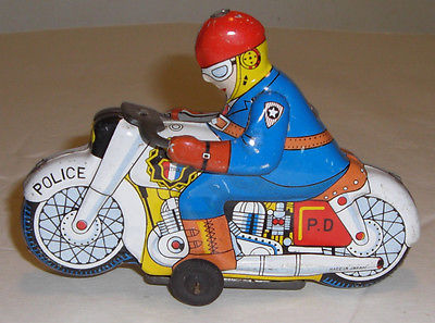 Vintage Japan Friction Honda Tin Police Motorcycle Rare 1960s