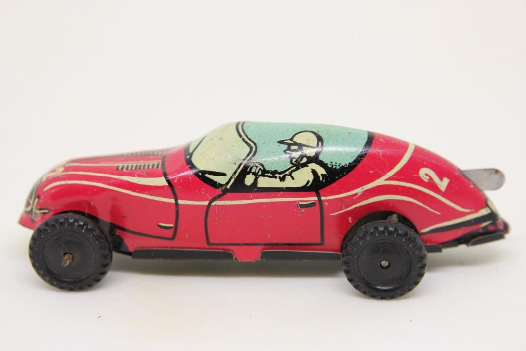 Vintage Tin Litho pressed steel red race car No. 22 Germany?