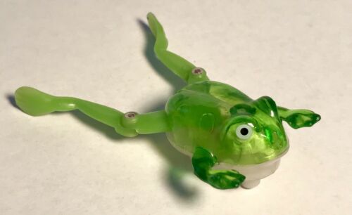 Vintage Wind-Up Toy Swimming Frog - Green Working Toy