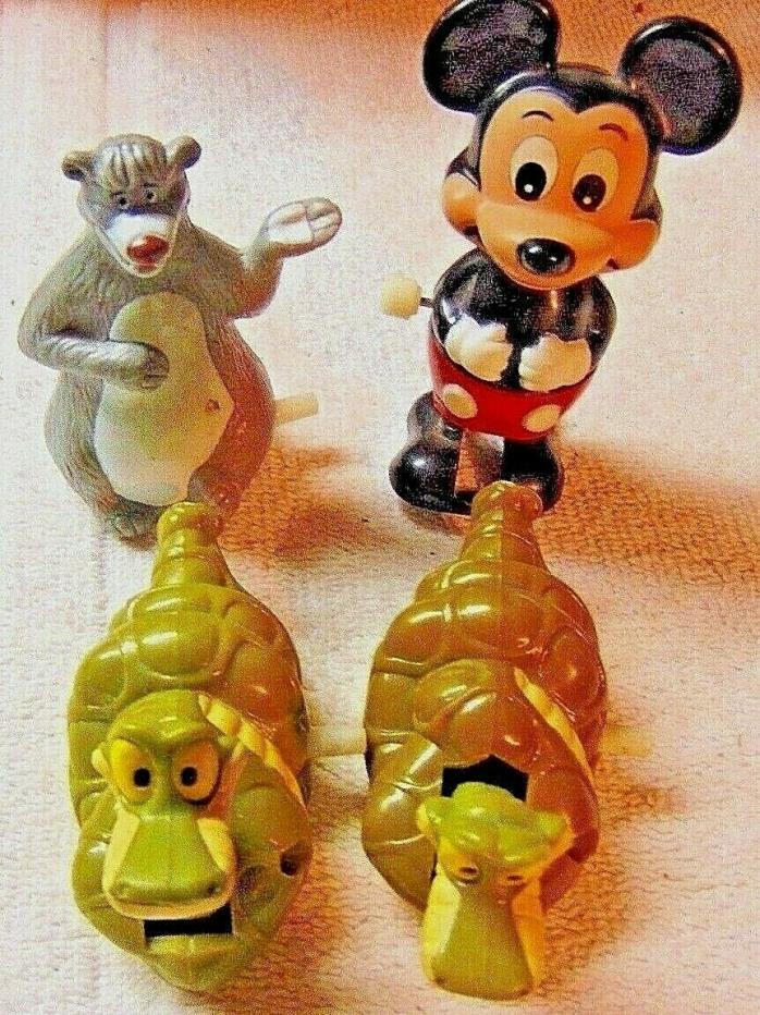 Vintage Disney Wind Up Characters  TOMY Mickey Mouse, Balo Bear & Kaa Snakes