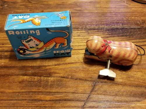 Collectible Tin Wind-Up Toy - Rolling Cat Collectors Version In Box Reproduction