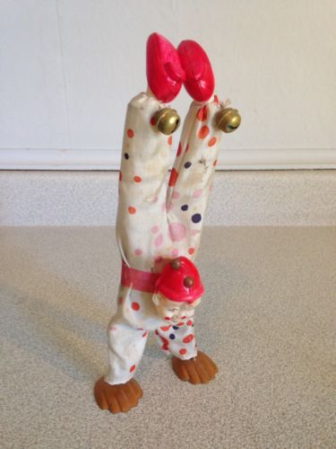 Rare Vintage Wind Up Tin & Celluloid Toy Handstanding Clown, Occupied Japan
