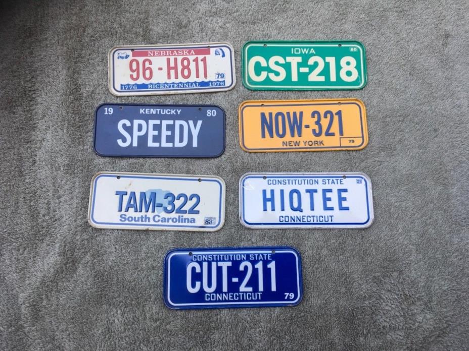 Vintage Metal Bicycle Tags License Plate Lot of 7