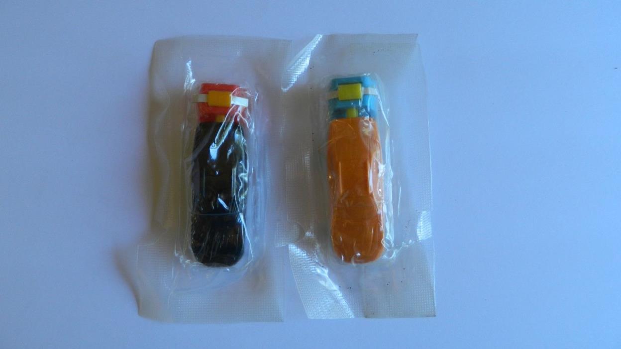 LOT OF TWO VINTAGE CEREAL PREMIUM RACE CAR PRIZES IN ORIGINAL PLASTIC WRAP