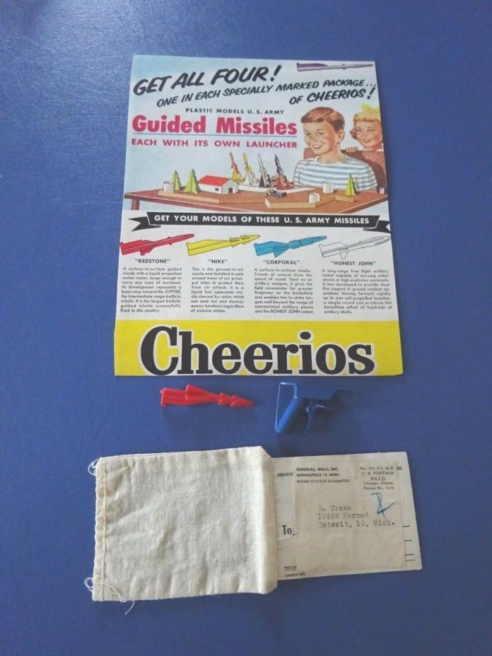1958 Cheerios Cereal Back Panel With Guided Missile & Launcher, Mailer