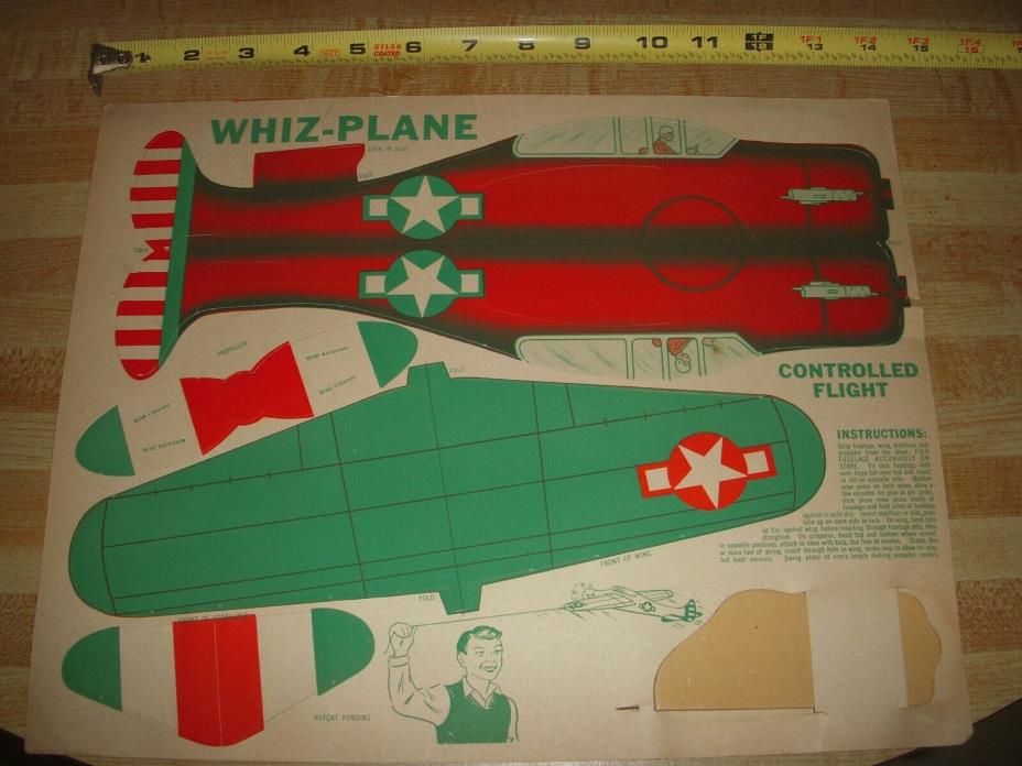 Vintage Premium or Model Toy Airplane Cardboard Whiz-Plane Litho USAF USAAF USN