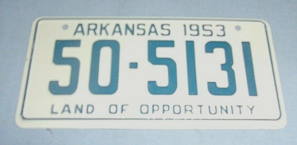 Vintage General Mills License Plate Premium 1953 Arkansas