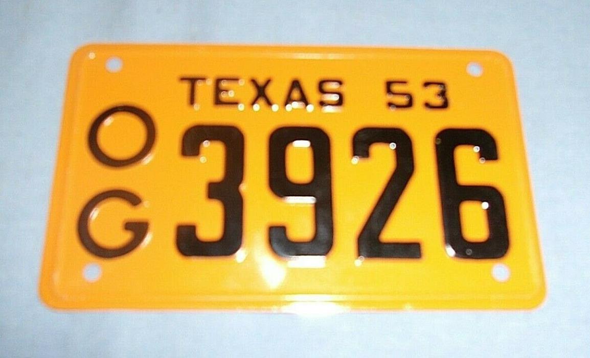 Vintage General Mills License Plate Premium 1953 Texas