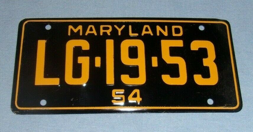 Vintage General Mills License Plate Premium 1953 Maryland