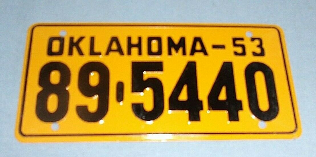Vintage General Mills License Plate Premium 1953 Oklahoma
