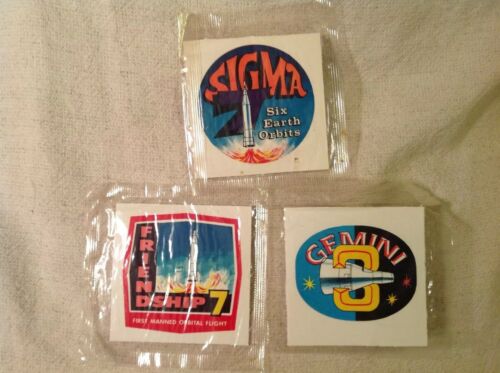 Lot of 3 1960's Kellogg's Cereal Premium Sigma 7-Gemini 3-Friendship 7 Stickers
