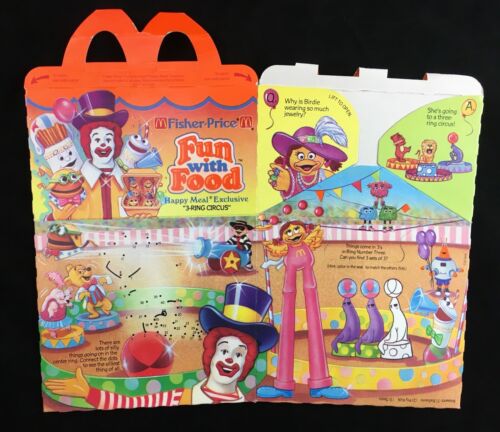 Vintage Retro Mcdonalds Happy Meal Box Circus Theme Collectible Fisher Price