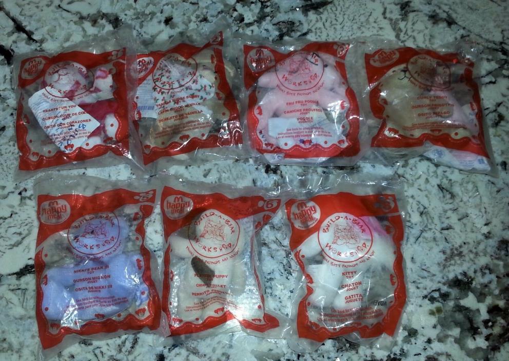 McDonald's Build-A-Bear Happy Meal Toys Almost Complete Set 7 of 8 New 2015