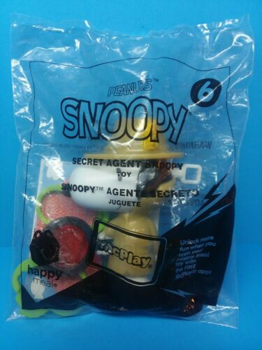 Peanuts SNOOPY ~ #6 SECRET AGENT SNOOPY w/Clip ~ 2018 McDonalds Toy NEW