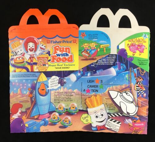 Vintage Retro Mcdonalds Happy Meal Box Space Theme Collectible Fisher Price