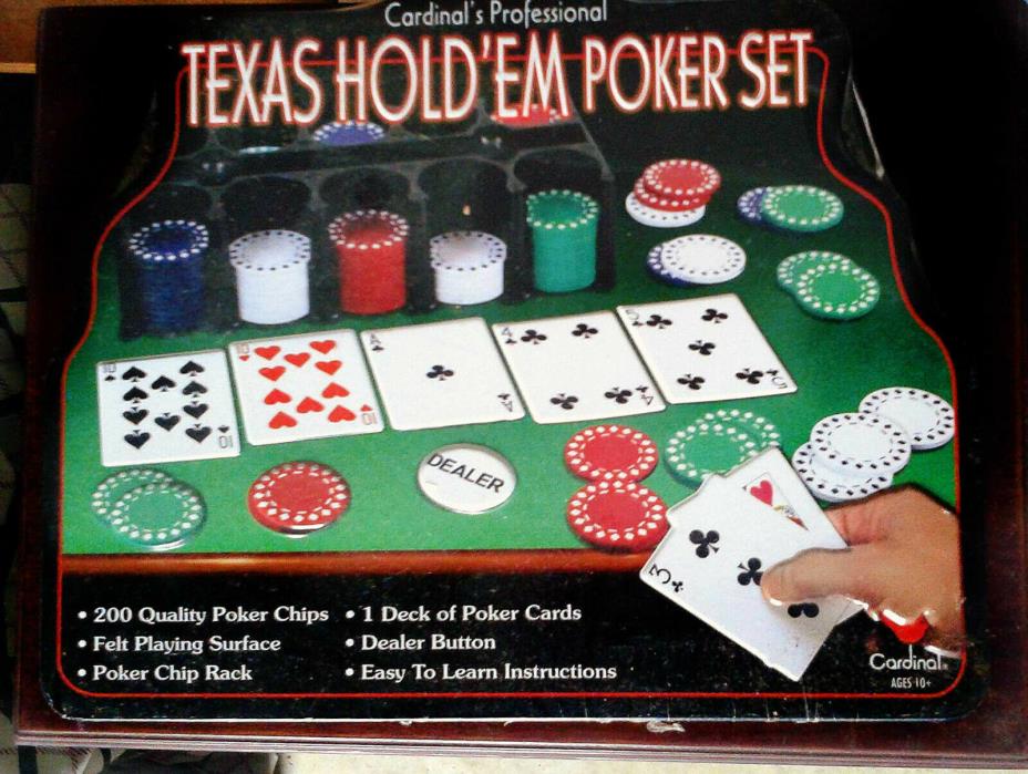 New Cardinal's Professional Texas Hold'em Poker Set - Chips Case Rack Felt Cards