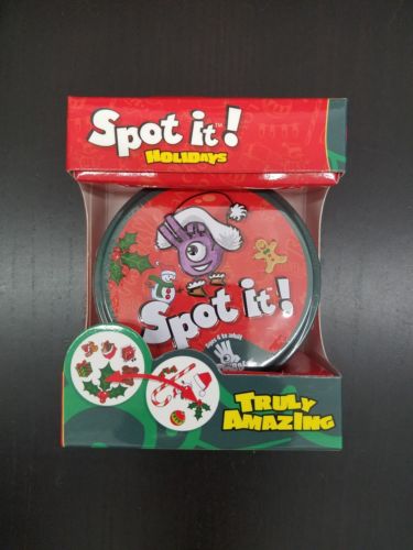 SPOT IT HOLIDAYS TRULY AMAZING PARTY CARD GAME IN TIN FAMILY FUN GAME NIGHT NEW