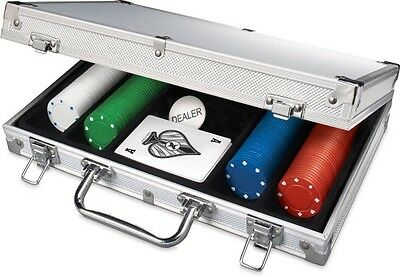 200pc Poker Set In Aluminum Case Dual-toned Poker Chips Take Anywhere Set 2Decks