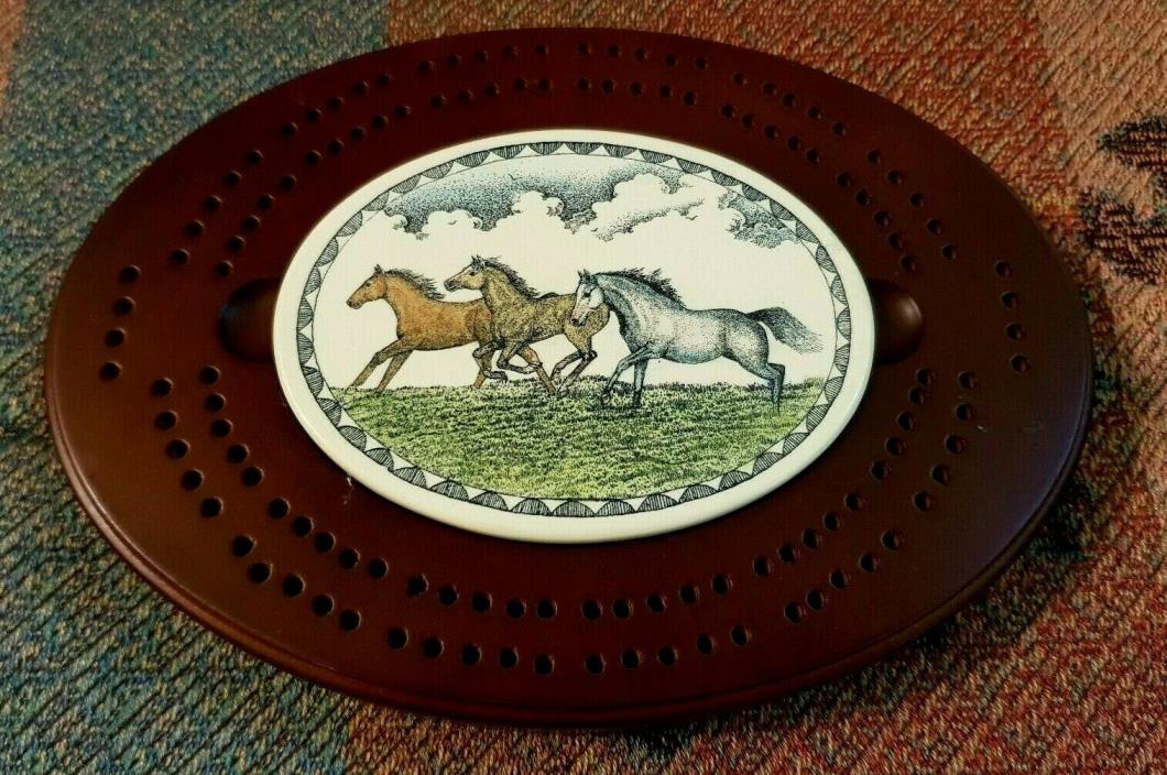 NEW ~ Montana Lifestyles by Montana Silversmiths Large Oval Horse Cribbage Game