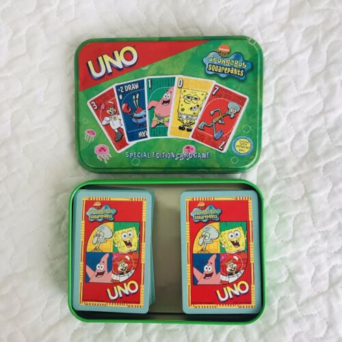 Spongebob Squarepants Uno Special Edition Tin Set Card Game 2002 Green Case 111