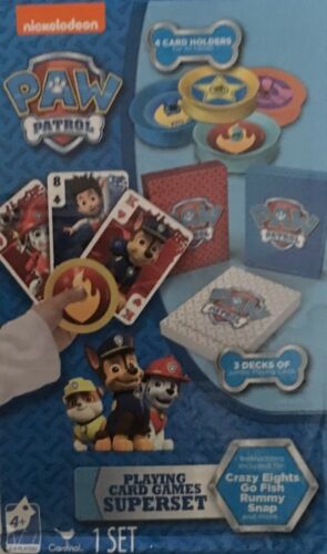 Paw Patrol Playing Card Games Superset 3 Decks Of Jumbo Cards Age 4+ 2-4 Players