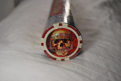 SKULL: CASINO POKER CHIPS ~ Sterling Games ~ Sunnywood Inc. 50 Pieces ~RED~